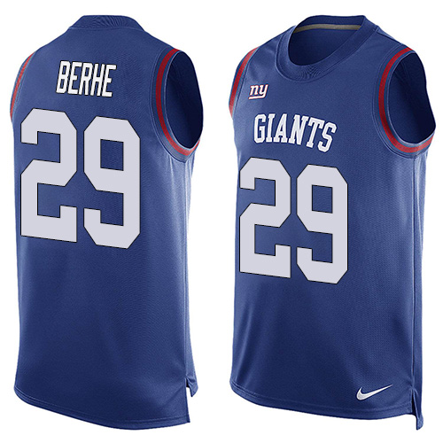 Men's Limited Nat Berhe Nike Jersey Royal Blue - #29 Player Name & Number Tank Top NFL New York Giants